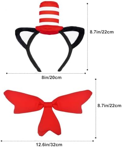 Cat in the Hat Set Red Bow Tie Cat Costume Accessories