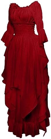 Womens Retro Ruffle Off Shoulder Dress