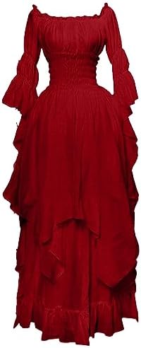 Womens Retro Ruffle Off Shoulder Dress