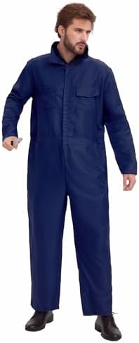 Navy Blue Jumpsuit Halloween Costume for Men Cosplay Mask Toy Knife Included