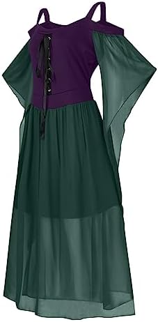 DPKLAD Halloween Costumes Medieval Sex Offset Sleeve Medieval Dresses for Women