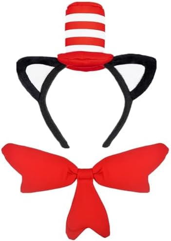 Cat in the Hat Set Red Bow Tie Cat Costume Accessories