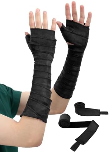 Secure Medieval Hand Wraps - Renaissance Faux Suede Bracers for LARP Halloween Cosplay