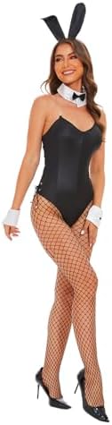 FEAANDI Anime Cosplay Set Rabbit Girl Bodysuit with Headband Cuffs Stockings