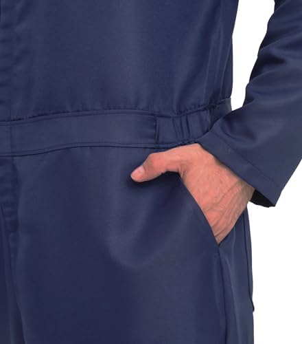Navy Blue Jumpsuit Halloween Costume for Men Cosplay Mask Toy Knife Included