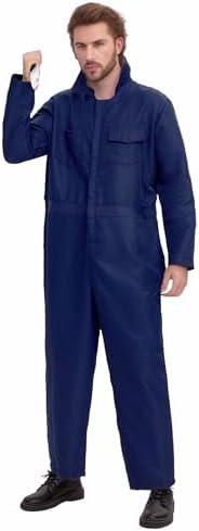 Navy Blue Jumpsuit Halloween Costume for Men Cosplay Mask Toy Knife Included