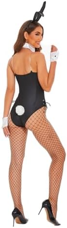 FEAANDI Anime Cosplay Set Rabbit Girl Bodysuit with Headband Cuffs Stockings