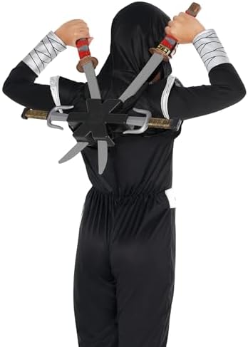 Morph Red Ninja Swords Kids Backpack Costume Ninja Weapon Accessories