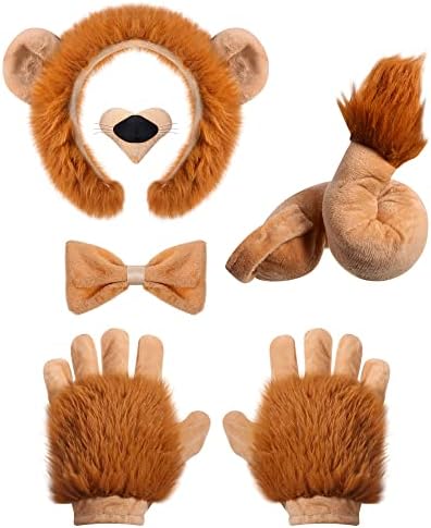 5 Piece Lion Costume Set for Kids Adults Halloween Party Accessories