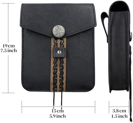 HiiFeuer 5-Piece Medieval Belt Set - Holster Dagger Horn Fast Faithful