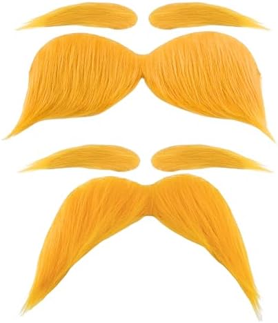Halloween Yellow Mustaches Self-Adhesive Reusable 2-Piece Set