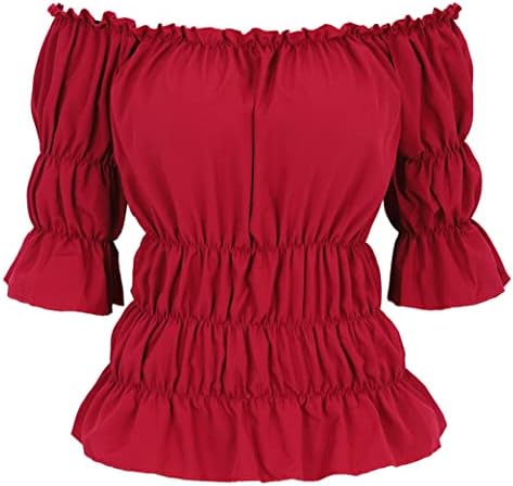 Steampunk Pirate Shirt Women Lightweight _off-the-shoulder_ruffle_smocked_crop top