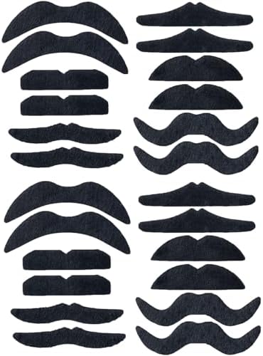 24PCS Halloween Mustaches Black6Styles Fun for Pranks Role-Playing Kids Adults