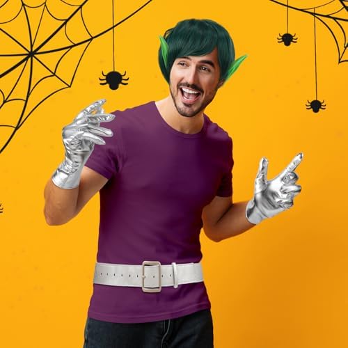 Halloween Mens costume set includes gloves belt elf ears wig