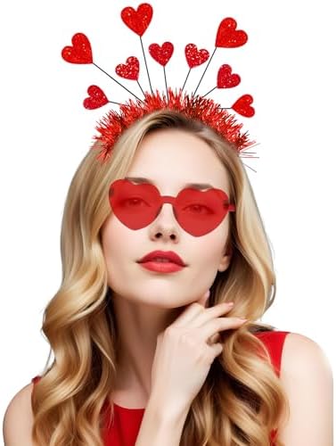 BleSky Valentines Day Tutu Set for Women Heart Headband with Sunglasses