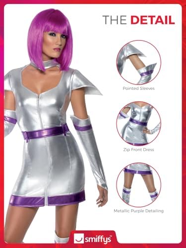 Smiffys Womens Space Cadet Costume Medium Silver Metallic