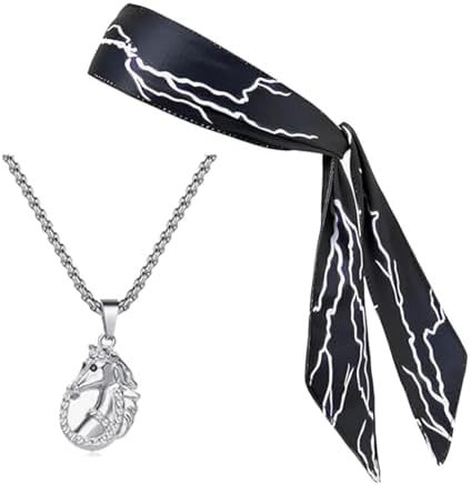 Atvscay Lightning Headband Horse Necklace Set