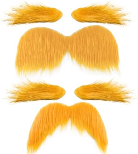 Halloween Yellow Mustaches Self-Adhesive Reusable 2-Piece Set