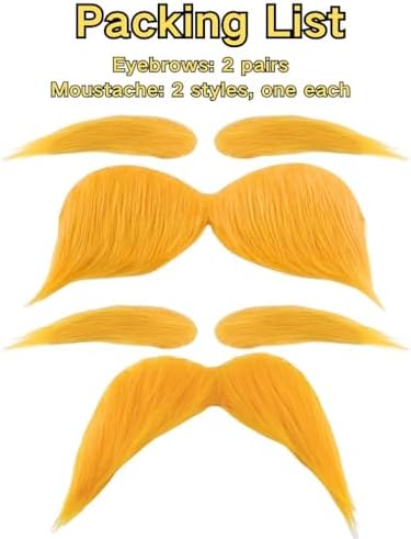 Halloween Yellow Mustaches Self-Adhesive Reusable 2-Piece Set