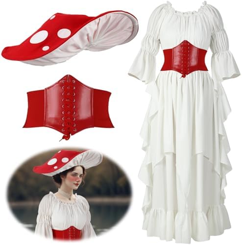 Renaissance Womens Fairy Costume with Hat and Belt