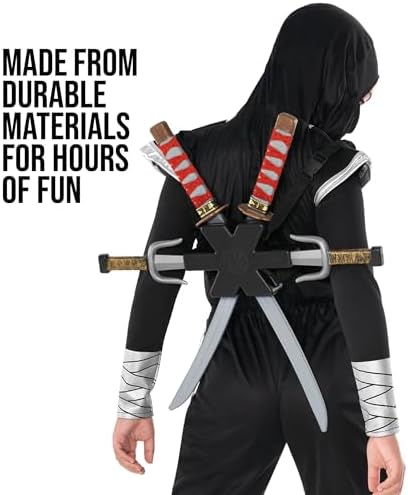 Morph Red Ninja Swords Kids Backpack Costume Ninja Weapon Accessories
