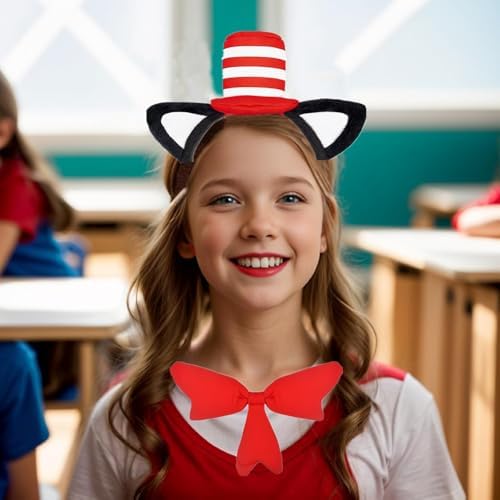 Cat in the Hat Set Red Bow Tie Cat Costume Accessories