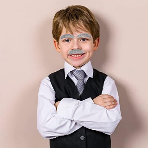 FunMular Kids Old Man Costume with Mustache and Eyebrows Gray2