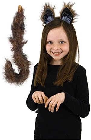 Furry Brown Cat Ears Tail Set - Posable Cat Costume for Women