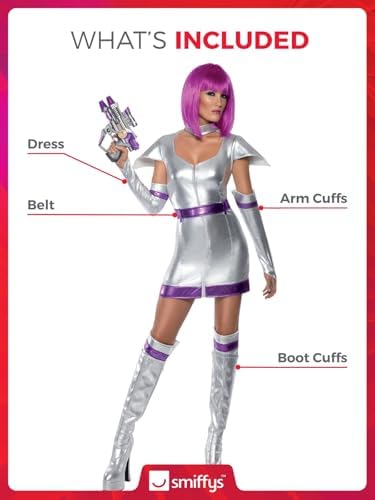 Smiffys Womens Space Cadet Costume Medium Silver Metallic