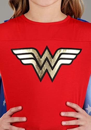 Girls Red White Blue Wonder Woman Costume Set with Cape Headpiece