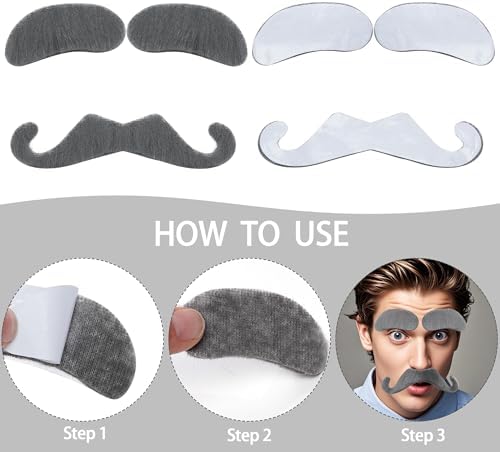 Gray Grandpa Mustache Set Halloween Grandpa Costume Accessories