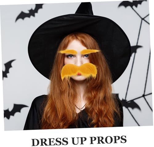 set of yellow fake eyebrows beards for cosplay mask costume