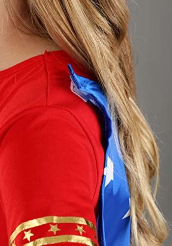 Girls Red White Blue Wonder Woman Costume Set with Cape Headpiece