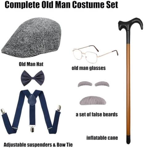 Old Man Costume Grandpa Accessories Set