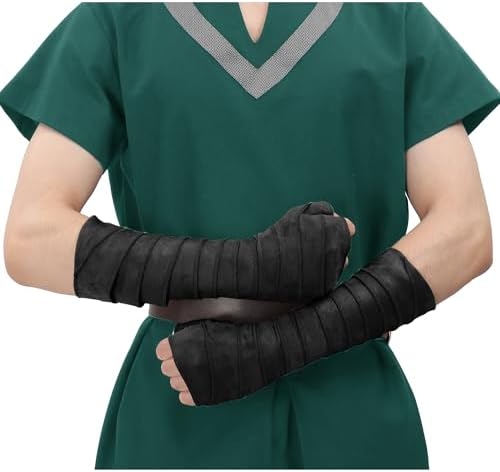 Secure Medieval Hand Wraps - Renaissance Faux Suede Bracers for LARP Halloween Cosplay