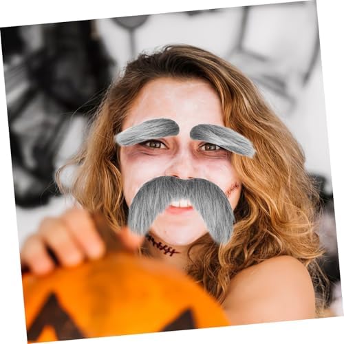 Zerodeko 3Pcs Fake Beards Eyebrows Set for Halloween