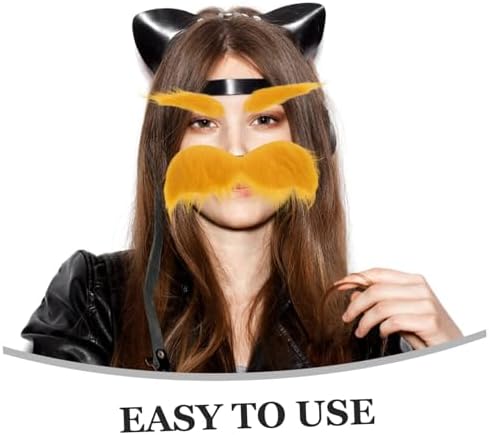 set of yellow fake eyebrows beards for cosplay mask costume