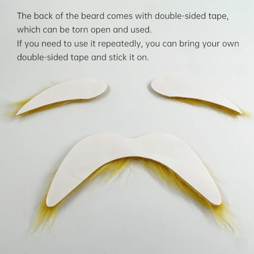 Wacky Yellow Mustache Set for Cosplay Funny Fake Beard Eyebrow_prop