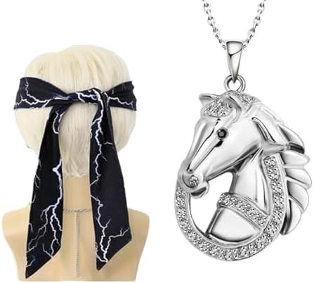 Atvscay Lightning Headband Horse Necklace Set