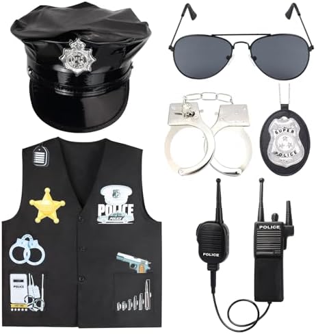 Kyson Police Officer Costume Kit Halloween Party Accessories Set