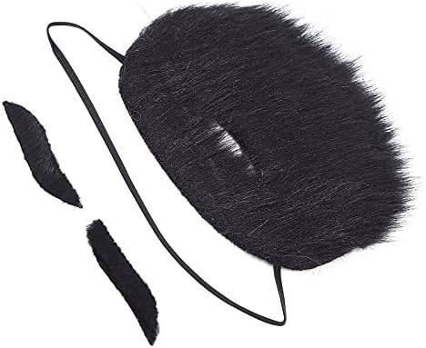 HalloweenHAUNTED Mustache Costume for Adults Kids - Beavers artificial beavers Adjustable Plush Beards