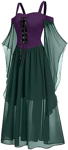 DPKLAD Halloween Costumes Medieval Sex Offset Sleeve Medieval Dresses for Women