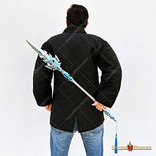 Silver Blue Fantasy Spear Staff - cosplay costume prop