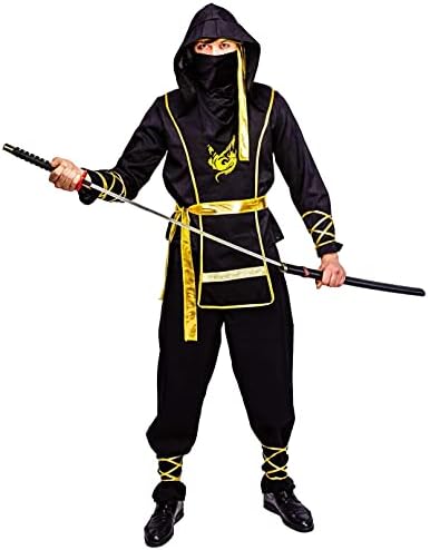 Mens Golden Dragon Ninja Costume
