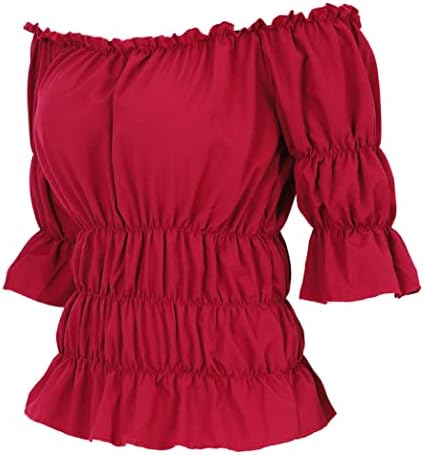 Steampunk Pirate Shirt Women Lightweight _off-the-shoulder_ruffle_smocked_crop top