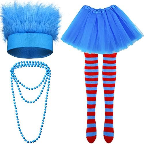 Geyoga Halloween Faux Fur costume-related accessories Set with Wig and Skirt