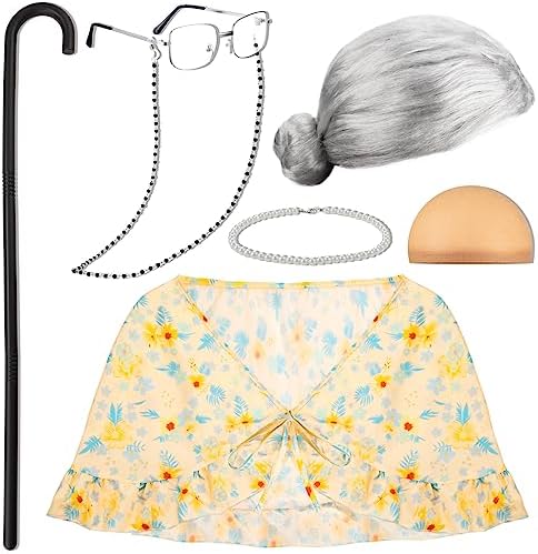Berlune 7-Piece 100th Day Grandma Costume