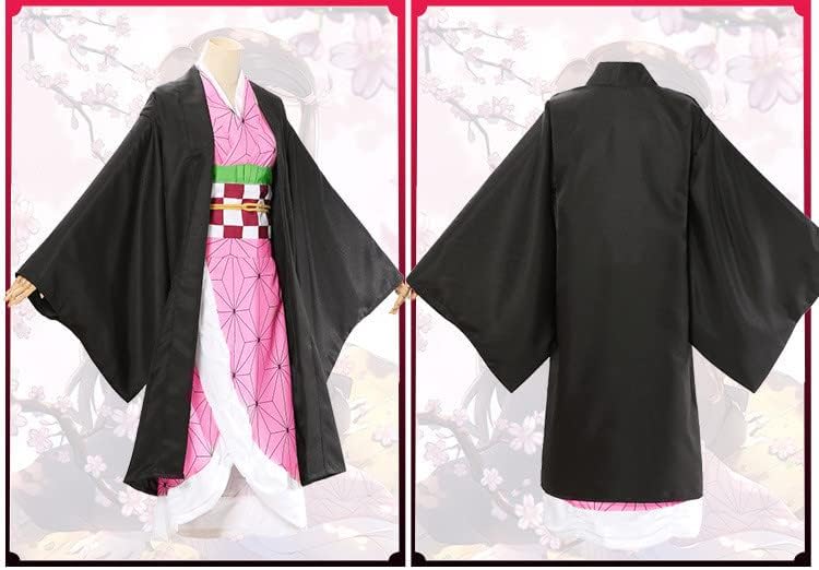 Anime Kids Womens Kamado Cosplay Costume Suit Full Set Kimono for Halloween