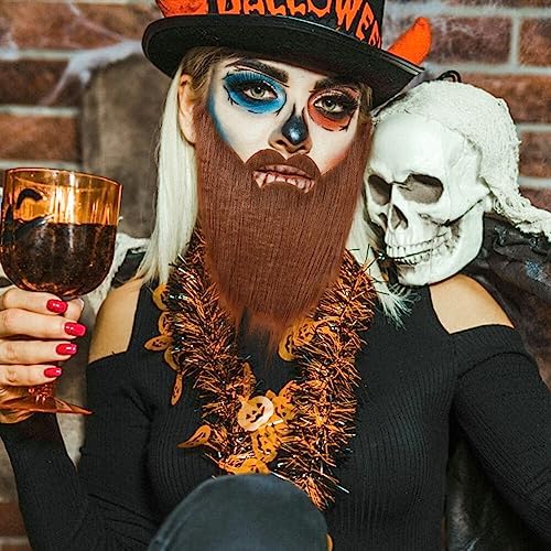 Surakey 8 Pcs Halloween Fake Beards Costume Adjustable Elastic for Men Kids