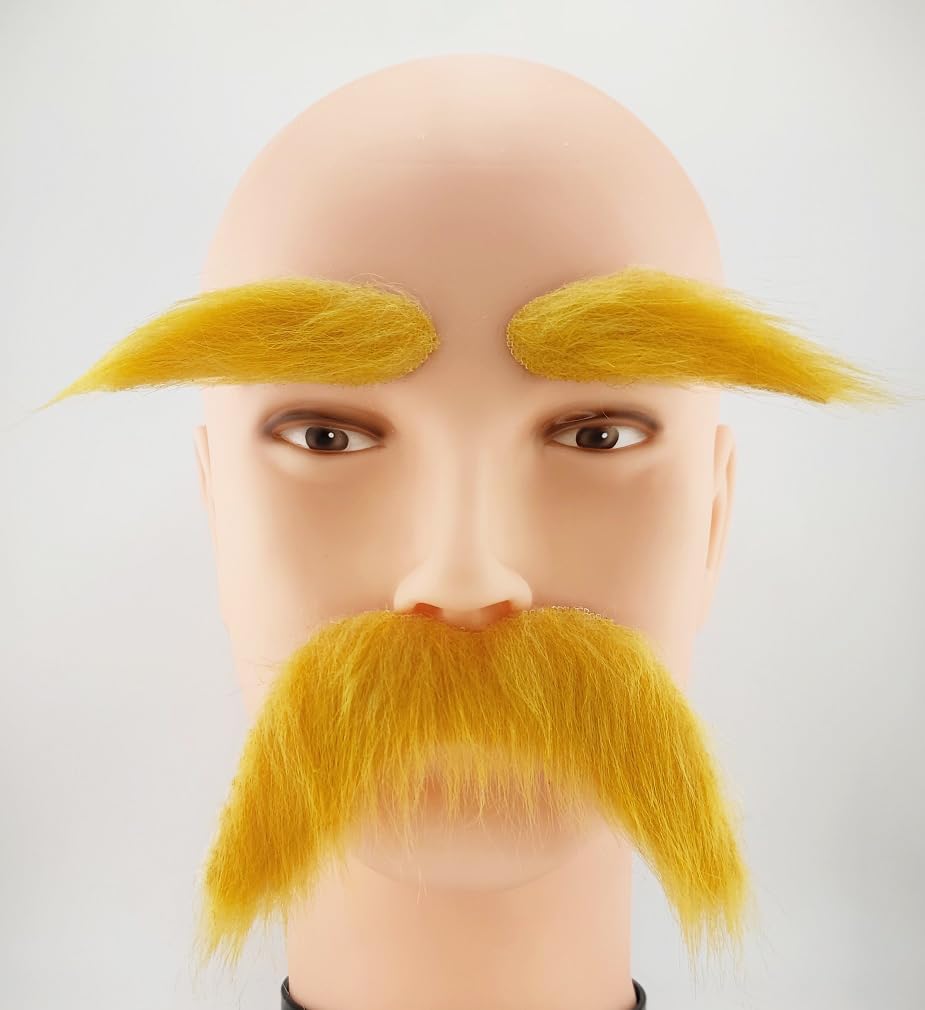 Halloween Yellow Mustaches Self-Adhesive Reusable 2-Piece Set
